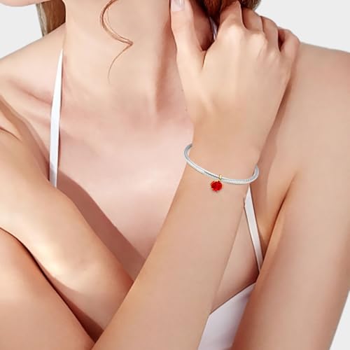Image of S925 Sterling Silver Gold Plated Romantic Charms, Gifts for Mom Girlfriend Family on Valentine's Day Birthday Christmas Anniversary, Bracelet Necklace Bead Charm