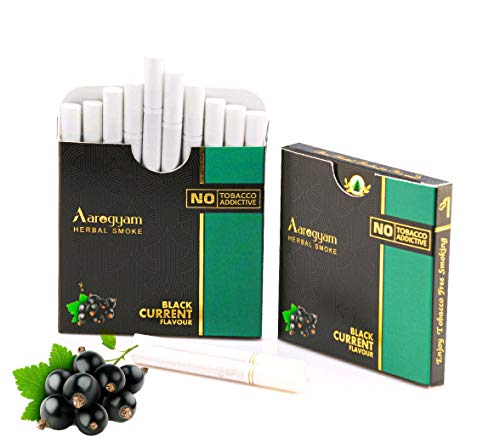 Image of Aarogyam Herbals 100% Tobacco & Nicotine Free Cigarette for Relieve Stress & Mood Enhance Product for Smokers - (10 Sticks in Each Packet) (BLACK CURRENT FLAVOUR, Pack of 10)
