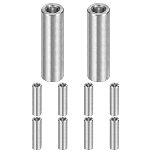 M METERXITY 10個M3 304ステンレススペーサー3 mm ID x 6mm OD x 20mm l メタルスクリュースタンドオフブッシング飛行機仕上げラウンドスペーサー304ステンレススチール用ボルトシルバー