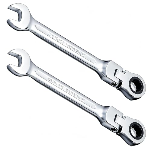 Wjelet 10mm Ratchet Spanner 180 Adjustable Flex-Head Ratchet Spanner 72 Teeth Cr-V Steel Tool for Bicycle DIY and Home Maintenance 2Pcs