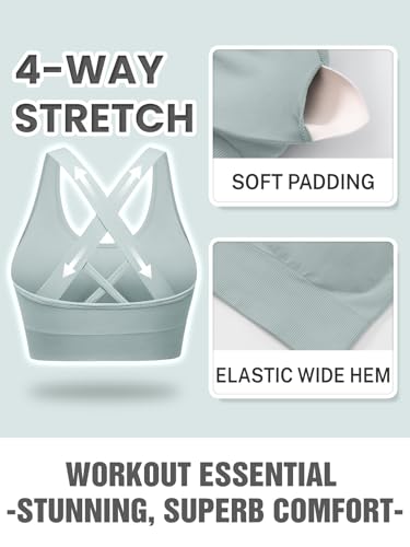 Image of Sports Bras for Women High Support, Multipack Padded Supportive Criss Cross Back Wireless Running Yoga Workout Bra
