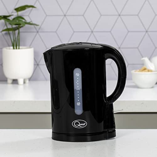 Quest 35039 1 Litre Kettle | Compact Design | Spout Filter | Water Level Indicator | BPA Free | Black