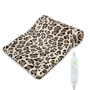 ZXU Heating Pad for Back Pain and Cramps Relief, Ultra Soft Microplush Heating Pad with 12 Heat Setting,Moist Heat ，1-24Hour Auto Shut Off, Stay on Function Hot Heated Pad (Leopard Print) 12” x 24”