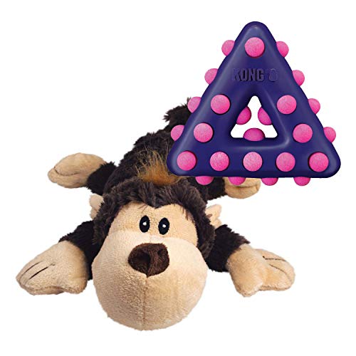 KONG Cozie Pocketz Biber – Plüschspielzeug Für Mittelgroße Hunde, Mit Quietschbällen & Knister-Effekt