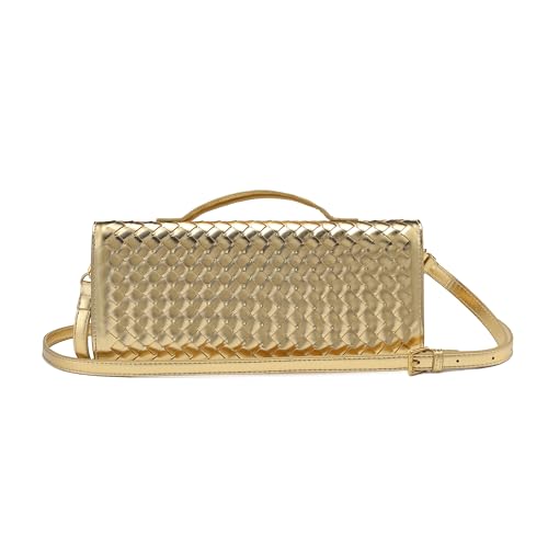 Woven Clutch Purses for Women, PU Leather Shoulder Crossbody Evening Bag Satchel Handbag for Formal, Wedding, Party3
