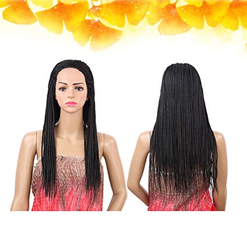 Lurrose Peruca de cabelo trançada feminina fashion preta natural peruca trançada natural de aparênci