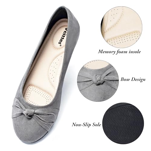 Image of Veittes Women's Wide Width Flat Shoes, Dressy Round Toe Slip On, Soft Comfortable Office Work Daily Walking Ballet Flats.