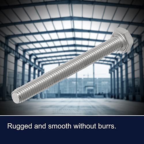 Image of M6 x 90mm Hex Head Bolts Screws Grade 6.8 Stainless Steel, Fasteners Fully Machine Threaded SUS304 15 Pcs