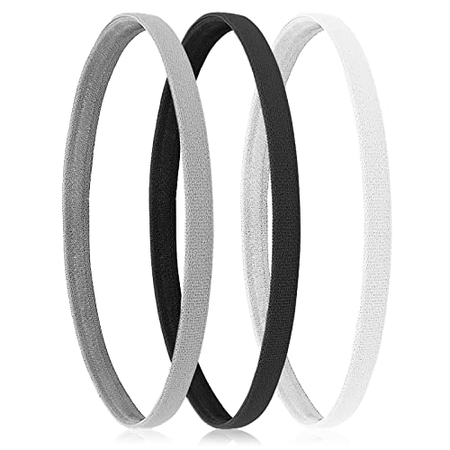 WLLHYF 3 pezzi fasce per capelli sportive morbide antiscivolo nere bianche piccole cravatte sottili fascia lunga bandana elastica corsa yoga acconciatura copricapo fascia per la testa donne uomini