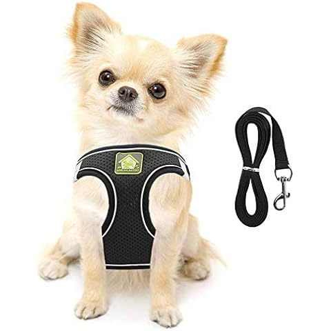 FEimaX Dog Harness and Leash Set for Small Medium Dog Cat No Pull Adjustable Soft Mesh Chihuahua Chest Harness Puppy Reflective Step-in Safety Vest for Outdoor Walking Cover