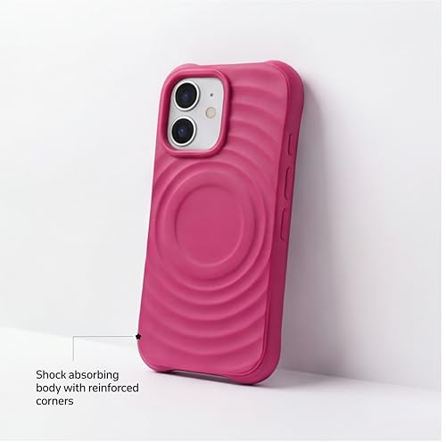 Image of amazon basics Shockproof Case for iPhone 12 | Ripple Pattern | Camera Protection | Protective Cover with Enhanced Grip & Wireless Charging Support - Maroon Red