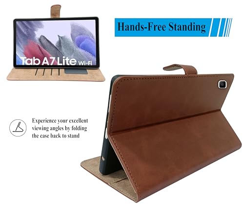 Image of SUPER-ME Samsung Galaxy TAB A7 LITE Flip Cover | Heavy Magnet | Scratch-Free Vegan Leather | 3 Pockets | Extra Durable & Best Fit (Brown)