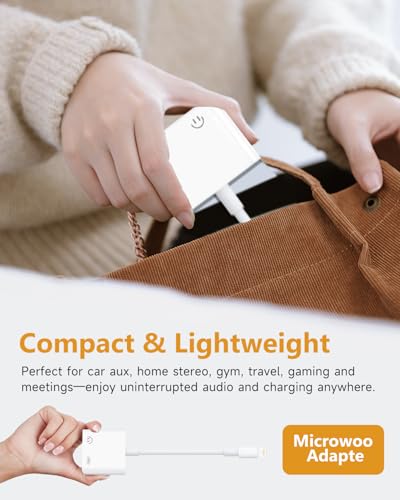 Image of Lightning to 3.5mm Headphone Jack Adapter, Apple MFi Certified 2-in-1 Charger & Audio Dongle for iPhone 14 /13 /12 /11 /XS /XR, Charge & Listen,DAC Chip,Hi-Fi Sound,for Car Aux, Home, Travel (3, White)