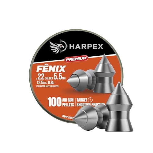 Harpex Fenix Premium .22 Caliber | .25 Caliber Airgun Pellets – Lightweight Precision Lead – High Accuracy for Target Shooting & Small Game – Consistent Performance (22Cal 100ct)