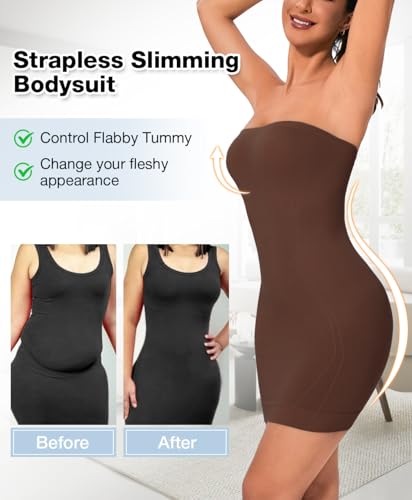 Image of Strapless Shapewear for Women Full Slip shapewear dress Tummy Control slip for women under dress
