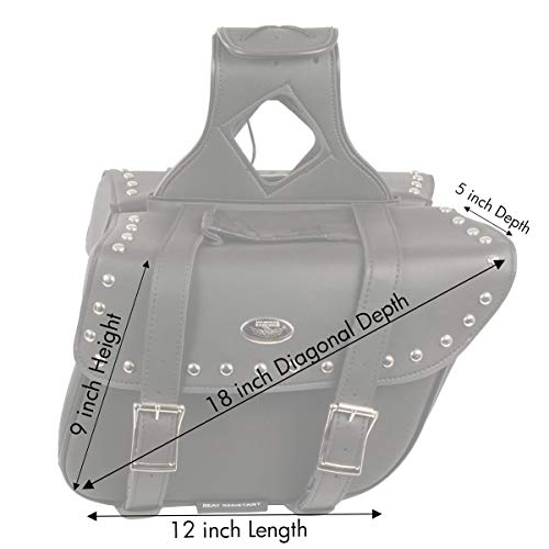 Image of Milwaukee Leather Studded Throw-Over Motorcycle Saddlebags - Synthetic Leather - Universal Fit - Zip-Off - Medium