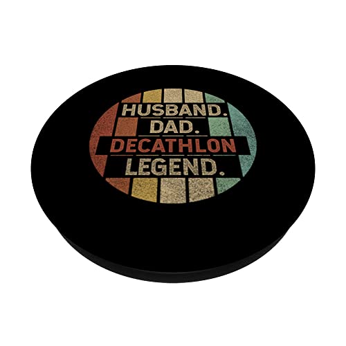 Husband Dad Decathlon Legend Vintage PopSockets Swappable PopGrip, Black - Image 2
