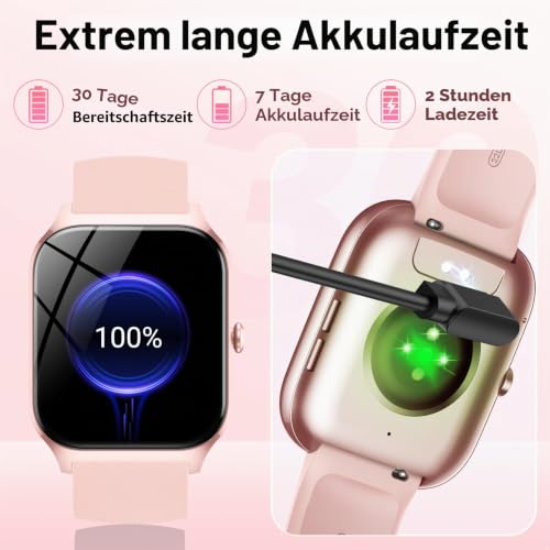 CASCHO Smartwatch Damen Herren, 1.85" HD Smart Watch, 115+ Modi, Fitness Tracker mit Bluetooth Telefonie… – Ansicht 6