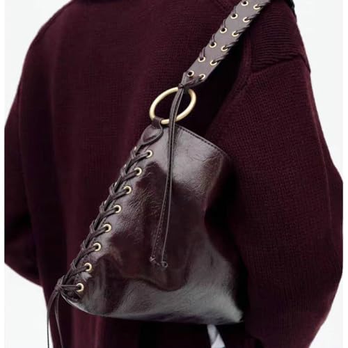 Slouchy PU Leather Punk Hobo Bags Women Trendy Underarm Shoulder Bag Cute Satchel Crescent Crossbody Purse Tote Handbag3