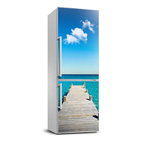 Vinilo para nevera autoadhesivo Tulup de 70x190 cm con diseño de madera de muelle 2