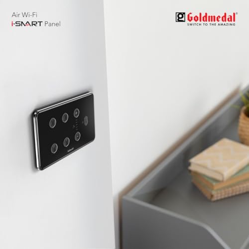 Image of Goldmedal Air 4M i-Smart Wi-Fi Panel with 4 Switches,1 Fan Regulator &1 USB Fast Charging Port |Control via G-World App,RF Remote,Voice & Touch Buttons | Ideal for Smart Homes&Offices |Carbon Grey
