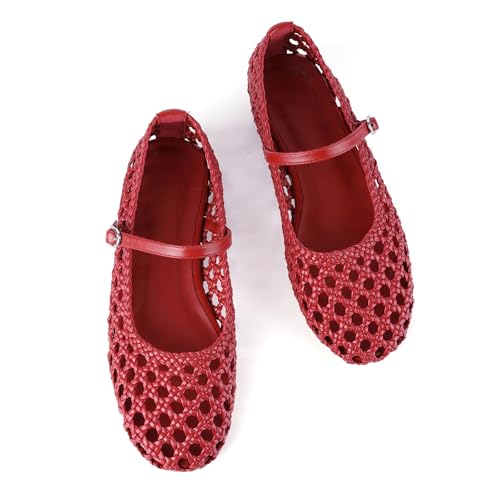 Image of Ballet Flats Mesh Shoes for Women Mary Janes Flats | Wide Feet Options, Woven Mesh Flats, Soft Cushion, Comfortable Ballerina Flats, Casual, Dress Shoes, Daily, Work, Versatile