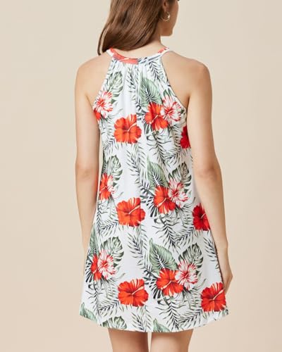 Image of ANYFITTING Summer Dress with Built in Bra Casual Beach Sundress Flowy Halter Mini Short Dresses for Women 2026