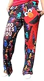 BRIEF INSANITY Sesame Street Adult Lounge Pajama Pants - Comfy, Loose-Fit, Ultra-Soft - Elmo Loves You Sleep Bottoms (X-Large, Red)
