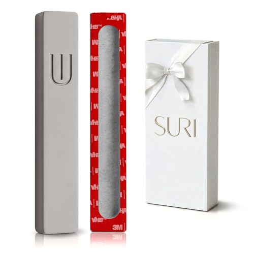 Image of SURI Mezuzah for Door with Scroll - 6 Inch Modern Mezuzah Case with Non Kosher Scroll Included, Fits up to 5 inch Scroll, Easy Adhesive Installation, Gift Box Included