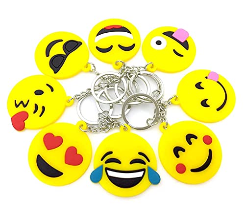 Lot de 8 porte-clés émoticônes pour enfants, cadeaux d'anniversaire, décorations de fête de Noël, taille unique, Emoji., taille unique Cover