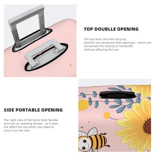 Travel Luggage Cover Cute bees and flowers Suitcase Protector Elastic Washable Stretch Suitcase Protector Anti-Scratch Travel Suitcase Cover Fit 18-32 Inch Luggage4