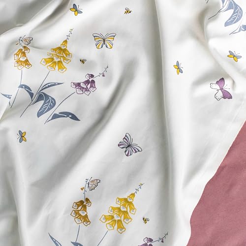 Image of Tranquebar Curtain Co. Window Curtains 5 Feet, 60-65% Room Darkening, Yellow Butterfly & Floral Print, Cotton Curtains for Window, Cotton Curtains 5 Feet Set of 3, BackTabs, Titli Red Combo (152 cm)