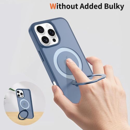 Image of Magnetic for iPhone 16 Pro Max Case, 6.9 inch, Compatible with MagSafe, Rugged Kickstand, Not-Yellowing Military-Grade Protection, Matte Blue