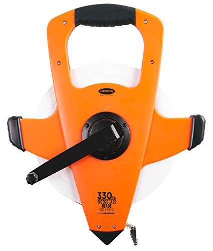 Keson OTRS1810330 Fiberglass Measuring Tape with Double Hook, Speed Rewind (Graduation: ft, in, 1/8 & ft, 1/10, 1/100), 330-Foot