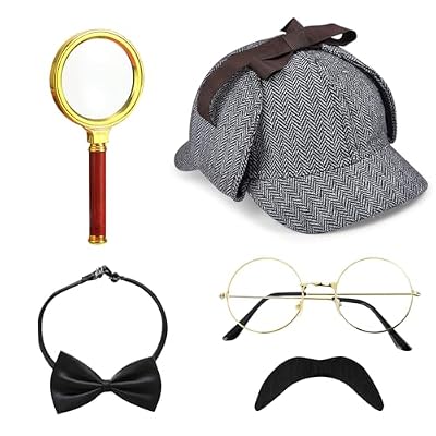HEAWAA 5Pcs Accesorios de Disfraz de Detective, Accesorios para Disfraz de Sherlock Holmes con Sombrero de Detective Gafas de Bigote Falso Lupa Pajarita Detective para Cosplay | Ya disponible en tu tienda friki favorita! En mundofriki.es! HEAWAA 5Pcs Accesorios de Disfraz de Detective, Accesorios para Disfraz de Sherlock Holmes con Sombrero de Detective Gafas de Bigote Falso Lupa Pajarita Detective para Cosplay | Ya disponible en tu tienda friki favorita! En mundofriki.es!