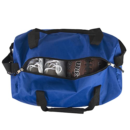 Image of 30 Liter, 17 Inch Canvas Duffle Bags for Men and Women - Travel Weekender Overnight Carry-On Shoulder Duffel Tote Bags, Blue, 17 inch x 10 inch x 10 inch