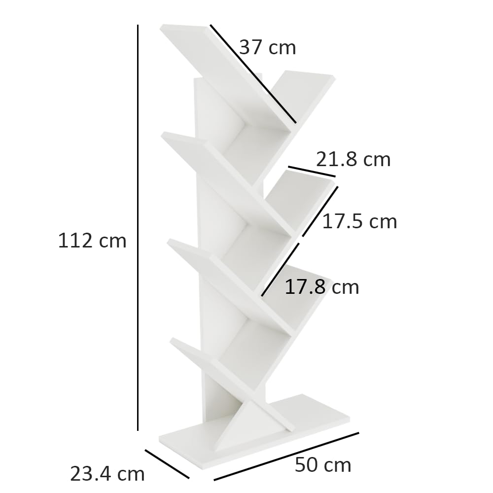 Libreria Da Scrivania A Forma Di Albero - 5 Ripiani, Bianco, 65x40x19 Cm, MDF - Foto 12