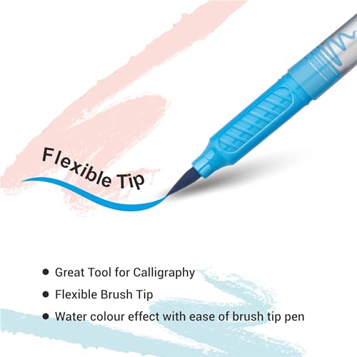 FLAIR Creative Brush Pen With Flexible Tip | Watecolour Effect & Smudge Free Writing | Non-Toxic & Safe For Childrens | A Great Tool For Lettering & Calligraphy | 12 Bright Shades