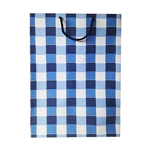 Artemisia-Design Studio by Dewangi Jhaveri Paper Gift Bags Blue Checks Paper Bag for Gifting, Weddings, Birthday, Holiday Presents, Size 14x9x3inches - Pack of 5