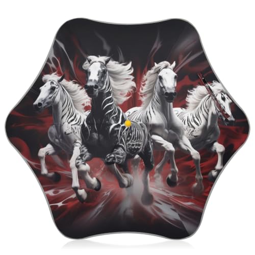Parapluie pliant enfants chevaux avec bande réfléchissante et anti-UV