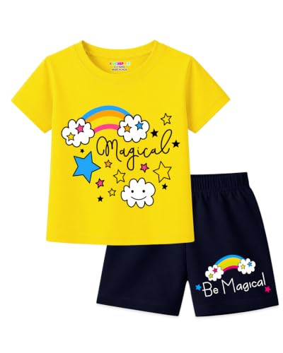 Image of Kuchipoo Girls Regular Fit Cotton T-Shirts and Shorts Set