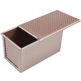 Joho Baking Pullman Loaf Pan with Cover,Bread Pan with Lid,Nonstick Rectangle Corrugated Toast Box for Oven, 1LB Dough Cavity