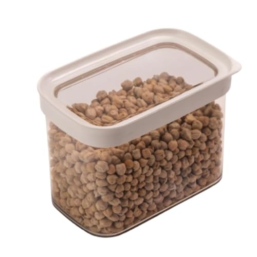 Image of Airtight Kitchen Containers Pack of 1, 1100ML | BPA Free Stackable Jar, Modular Storage, Pantry Organiser, Fridge & Dishwasher Safe, Stain Resistant, Clear & Transparent lid (White)
