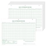 LemonSecret 100 Pcs Daily Attendance Card, Attendance Record Book Tracker 8.5 x 11 Inch, 2026 Daily Calendar Cards 3 Hole Employee Work Books Employee History Record Green Letter Size
