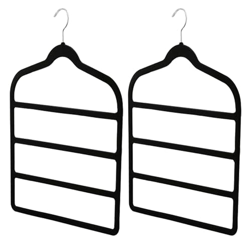 2 perchas para pantalones, ahorro de espacio, perchas de terciopelo negro y organizador de armario de múltiples capas para pantalones, jeans, bufandas, toallas y más