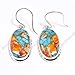 Natural Top Quality Orange Spiny Oyster Turquoise Gemstone 925 Sterling Silver Handmade Orange Stone Dangle Earrings for Women Gift for Wife Girlfriend Mom Sister Daughter