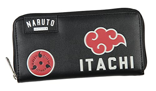 Bioworld Naruto Shippuden Itachi Uchiha Akatsuki Red Cloud Mangekyo Sharingan Zip Around Wallet