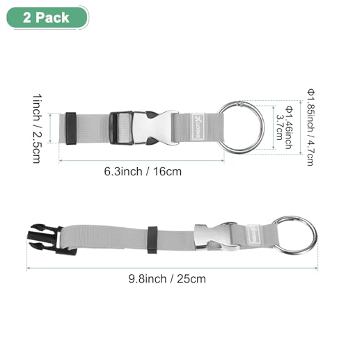 Image of M METERXITY 2-Pack Add A Bag Luggage Strap, Adjustable Suitcase Belt for Connecting Luggage /Backpack /Jacket, Carry Strap with Ring Buckle [Gray]