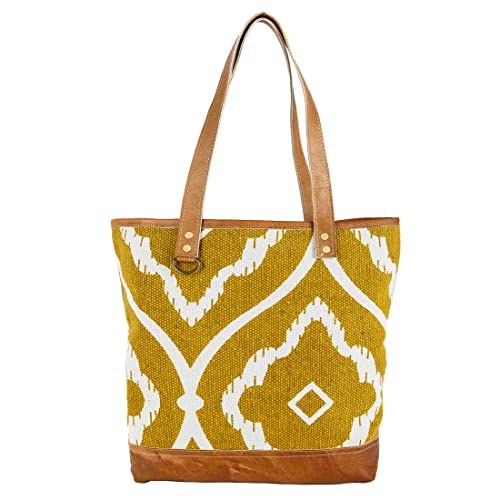 Bolso Tote de cuero y tela reciclada KPL miniatura 1