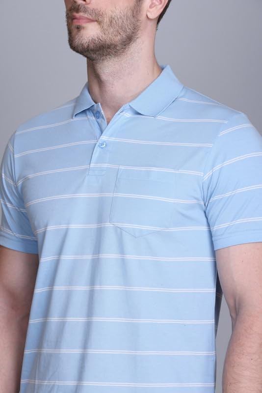 Image of SANE ORIGINALS Half Sleeve Polo T-Shirt for Men with Pocket || Stripe Collar and Pocket T-Shirt for Men Half Sleeves